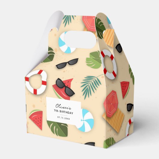 Schattige Sandy Beach Zomer Leuk Verjaardagsfeest Bedankdoosjes (Voorkant Zijde)