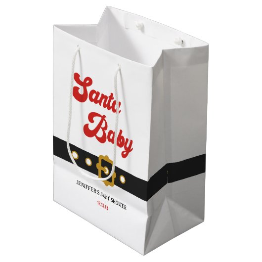 Schattige Santa Baby Holiday Baby shower Medium Cadeauzakje (Voorkant Gekanteld)