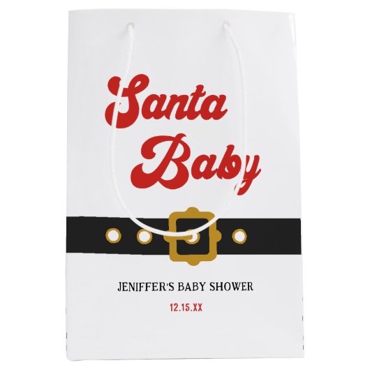 Schattige Santa Baby Holiday Baby shower Medium Cadeauzakje (Voorkant)