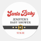 Schattige Santa Baby Holiday Baby shower Ronde Sticker (Voorkant)