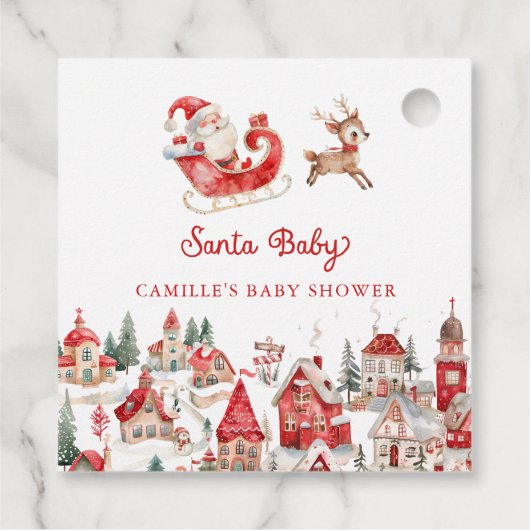 Schattige Santa Baby shower Bedankjes Labels (Achterkant)