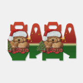 Schattige Santa Beer kerstgevel Bedankdoosjes (Uitgevouwen)