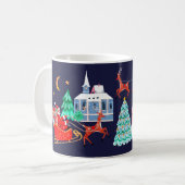 Schattige Santa Christmas Nordic Village Koffiemok (Voorkant links)