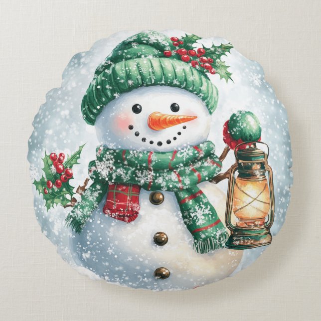 Schattige Santa Cushion Rond Kussen (Voorkant)