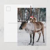 Schattige Santa Eekhoorn en het rendier Briefkaart (Voorkant / Achterkant)