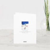 schattige santa en rendieren in sneeuw die cadeaus feestdagen kaart (Achterkant)