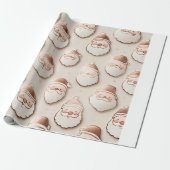 Schattige Santa Face inpakpapier | Leuke feestelij (Uitgerold)