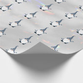 Schattige Santa Gnome Blauw Patroon Sparkly Wit Pl Cadeaupapier (Hoek)