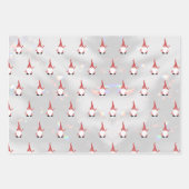 Schattige Santa Gnome Pattern Sparkly White Silver Inpakpapier Vel (Voorkant)