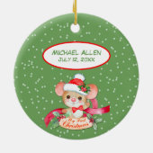 Schattige Santa Hat Mouse, eerste kerstBaby Keramisch Ornament (Achterkant)