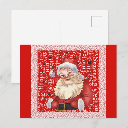 Schattige  Santa Kerstmis Woorden Candy Cane Briefkaart (Voorkant / Achterkant)