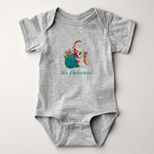 schattige santa klaar voor kerstmis romper (Voorkant)