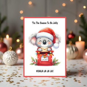 Schattige Santa Koala La La La - Aussie Christmas Feestdagen Kaart
