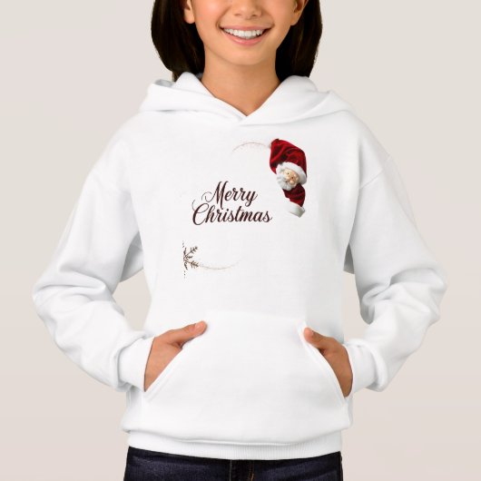 Schattige Santa Merry Christmas Girl Pullover Hood (Voorkant)
