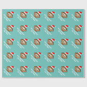 Schattige Santa monkey cartoon Kerst inpakpapier (Vlak)