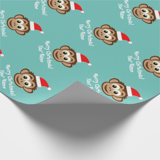 Schattige Santa monkey cartoon Kerst inpakpapier (Hoek)