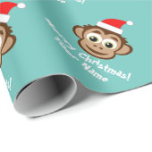 Schattige Santa monkey cartoon Kerst inpakpapier (Rol Hoek)