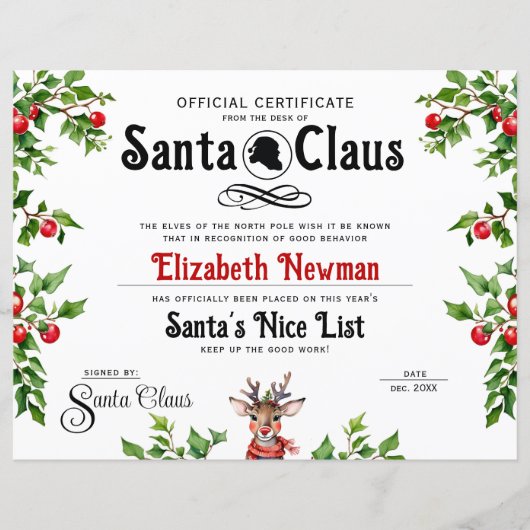 Schattige Santa Naughty Nice LIst officieel certif (Voorkant)
