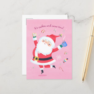 Schattige Santa Pink Briefkaart