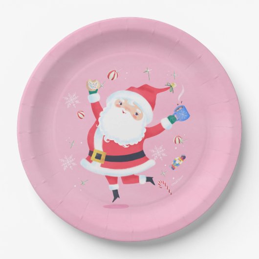Schattige Santa Pink Paper Bord (Voorkant)