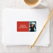 Schattige Santa Puppy Dog Dachshund Kerstadres Etiket (Insitu)