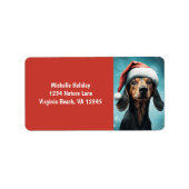 Schattige Santa Puppy Dog Dachshund Kerstadres Etiket (Voorkant)