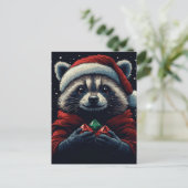 Schattige Santa Raccoon Briefkaart (Staand voorkant)