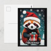 Schattige Santa Red Panda Sneeuwwitje Winter Kerst Briefkaart (Voorkant / Achterkant)