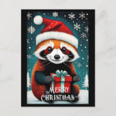 Schattige Santa Red Panda Sneeuwwitje Winter Kerst Briefkaart (Voorkant)