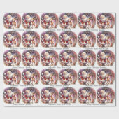 Schattige Santa Reindeer Voeg de naam van het kind Cadeaupapier (Vlak)