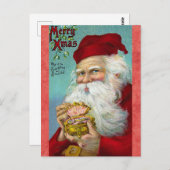Schattige  Santa Retro Christmas Briefkaart (Voorkant / Achterkant)