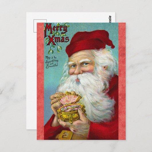 Schattige  Santa Retro Christmas Briefkaart (Voorkant / Achterkant)