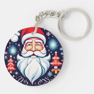 Schattige  Santa Ronde Design Retro Sleutelhanger