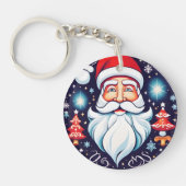 Schattige  Santa Ronde Design Retro Sleutelhanger (Voorkant)