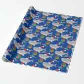 Schattige Santa Shark Wrapping Paper Cadeaupapier (Uitgerold)
