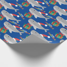 Schattige Santa Shark Wrapping Paper Cadeaupapier