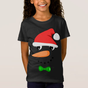 Schattige Santa Sneeuwman Gezicht Grappig Christma T-shirt