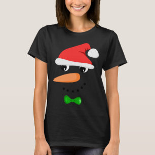 Schattige Santa Sneeuwman Gezicht Grappig Christma T-shirt