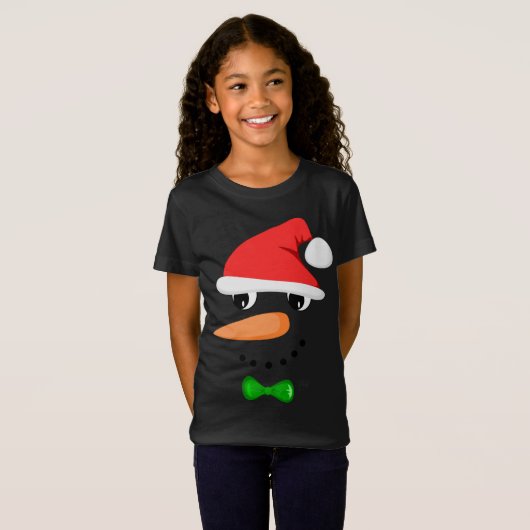 Schattige Santa Sneeuwman Gezicht Grappig Christma T-shirt (Voorkant volledig)