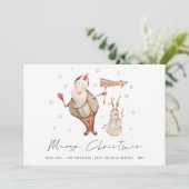 Schattige Santa Sneeuwman Vrolijk Kerstfeest Feestdagenkaart (Staand voorkant)