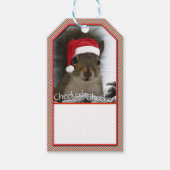 Schattige Santa Squirrel™ Draag Santa Hat Cadeaulabel (Voorkant)