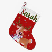 Schattige Santa's rendier Grote Kerstsok (Voorkant (Hangend))