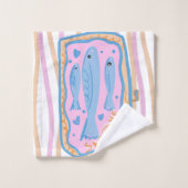 Schattige Sardine Kunst Bad Handdoek (Wasdoekje)