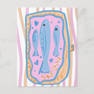 Schattige Sardine Kunst Briefkaart
