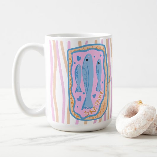 Schattige Sardine Kunst Koffiemok (Met donut)