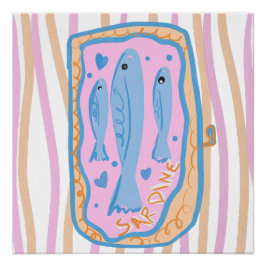 Schattige Sardine Kunst Perfect Poster
