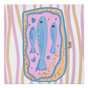 Schattige Sardine Kunst Perfect Poster