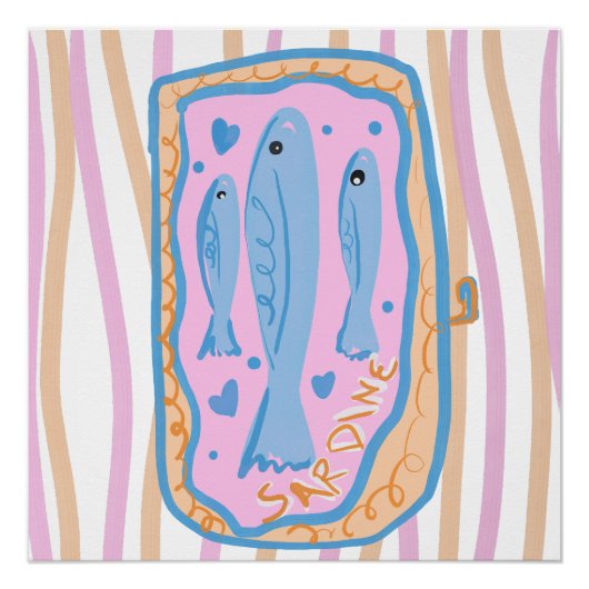 Schattige Sardine Kunst Perfect Poster (Voorkant)