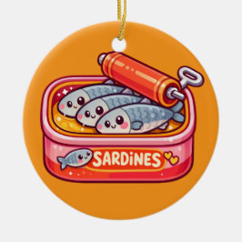 Schattige Sardines Kunnen Roze Oranje Keramisch Ornament
