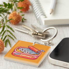Schattige Sardines Kunnen Roze Oranje Sleutelhanger
